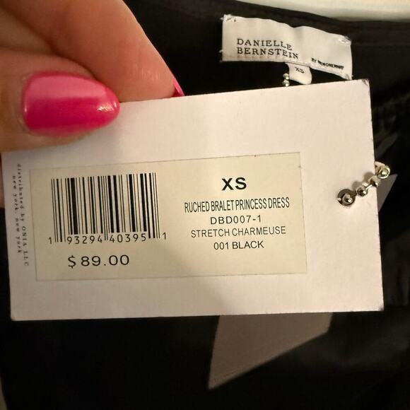 Danielle Bernstein WeWoreWhat Ruched Bralette Princess Dress Black Size XS NEW - Picture 6 of 7
